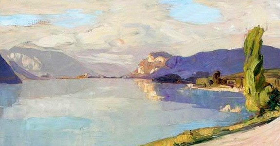 Tableau lac du Bourget de l'artiste peintre savoyard Joseph Communal